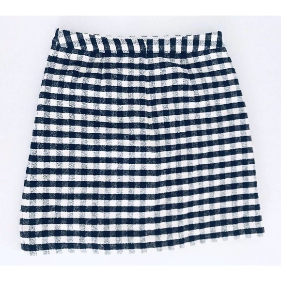 Brooks Brothers | Red Fleece Tweed Plaid Skirt Womens Size 8 Blue Slit - Picture 5 of 12